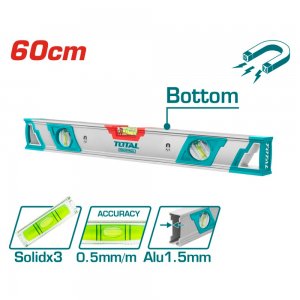 Total - Nivela Magnetica Cu Bula - 60cm - Precizie Total - Nivela Magnetica Cu Bula - 60cm - Precizie