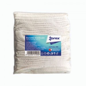 Set 100 Bonete cu Elastic Zorex Clasic, Albe, Diametru 46 cm, Bonete Netesute, Boneta cu Elastic, Bonete Cabinete, Bonete Saloane, Bonete Laborator, Bonete Bucatarie, Bonete Curatenie, Set Bonete, Bonete de Par