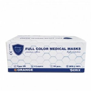 Set 50 Masti Medicale Serix, Tip 2R, 3 Straturi, de Unica Folosinta, Portocaliu Set 50 Masti Medicale Serix, Tip 2R, 3 Straturi, de Unica Folosinta, Portocaliu