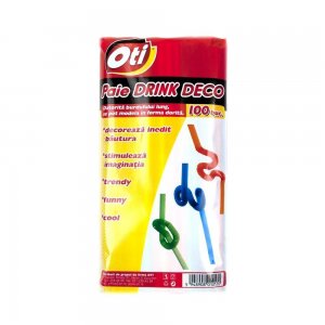 Paie Plastic Drink Deco OTI, Burduf Lung de 26 cm, 100 Buc/Set, Multicolor, Paie cu Burduf Lung, Paie din Plastic pentru Petreceri, Accesorii pentru Bar, Paie Extra Lungi, Paie din Plastic la Set, Accesorii pentru Petreceri si Aniversari