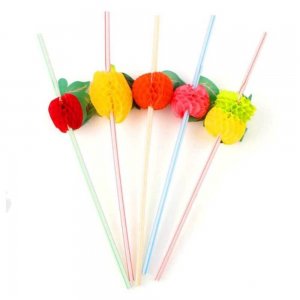  Paie din Plastic cu Fructe OTI, 250x5 mm, 100 Buc/Set, Multicolor, Paie Ornamentale cu Fructe, Paie Fantezie, Paie Decorative, Paie pentru Petreceri, Paie cu Ornamente, Articole pentru Aniversari si Petreceri, Paie pentru Cocktail