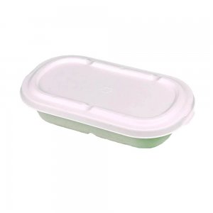Set 50 Caserole Bio Dreptunghiulare, 850 ml, 210x110x45 mm, cu Capac, Trestie de Zahar