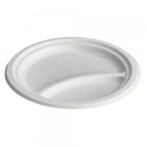 Set 50 Farfurii Biodegradabile, 23 cm, Bicompartimentate, din Trestie de Zahar Set 50 Farfurii Biodegradabile, 23 cm, Bicompartimentate, din Trestie de Zahar