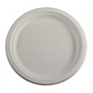 Set 10 Farfurii Biodegradabile Alabala, 22 cm, Trestie de Zahar, Farfurie Biodegradabila din Trestie de Zahar, Farfurie Rotunda Biodegradabila, Farfurii Reciclabile, Farfurii Ecologice, Farfurii Biodegradabile de Unica Folosinta