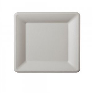 Farfurie Patrata, 20x20 cm, 50 Buc/Set, Farfurie Biodegradabila Alba din Trestie de Zaha - Farfurii Ecologice si Compostabile