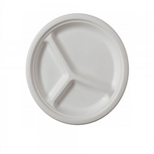 Farfurie Rotunda, Ø 25cm, 50 Buc/Set, Farfurii Biodegradabile Albe din Trestie de Zahar - Farfurii Ecologice si Compostabile 