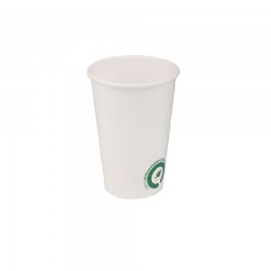 Pahare Biodegradabile Albe cu Logo Verde, 6 Oz (180 ml), Carton cu PLA, 50 Buc/Set - Pahare Ecologice 