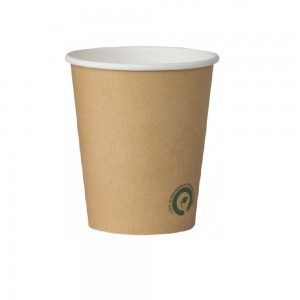 Pahare Biodegradabile Kraft Natur, 6 Oz (180 ml) din Carton cu PLA, 50 Buc/Set, Interior Alb - Pahare Ecologice