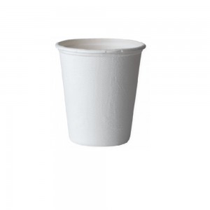 Pahare Biodegradabile Albe din Trestie de Zahar, 8 Oz (240ml), 50 Buc/Set - Pahare Ecologice