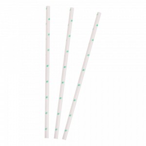 Paie Biodegradabile Albe din Hartie, 6x197 mm, 300 Buc/Set, Paie  Model “Green Leaf” - Paie Ecologice