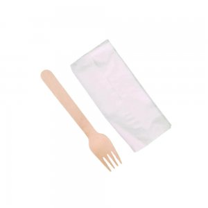 Set 100 Furculite din Lemn cu Servetel Set 100 Furculite din Lemn cu Servetel
