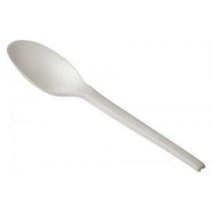 Lingurite Biodegradabile Albe din PLA, Dimensiune 10.5 cm,  100 Buc/Set - Lingurite Ecologice si Compostabile