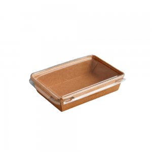 Set 100 Tavite TUK 750 CC, 150x100x40 mm, cu Capac Transparent, Carton Kraft Laminat Set 100 Tavite TUK 750 CC, 150x100x40 mm, cu Capac Transparent, Carton Kraft Laminat