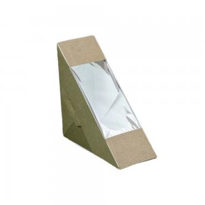 Set 100 Triunghiuri pentru Sandwich, 175x125x55 mm, Carton Kraft cu Fereastra Set 100 Triunghiuri pentru Sandwich, 175x125x55 mm, Carton Kraft cu Fereastra