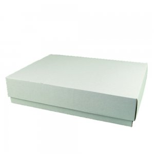 Set 100 Cutii cu Capac, 440x325x65 mm, Carton Alb/Natur Set 100 Cutii cu Capac, 440x325x65 mm, Carton Alb/Natur