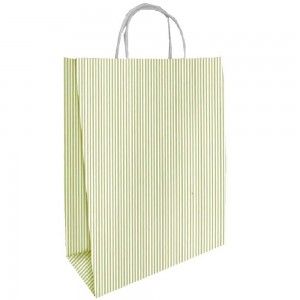 Pungi Cadou Albe cu Dungi Crem, 24x9.5x29.5 cm, 100 Buc/Bax, Sacose si Plase din Hartie