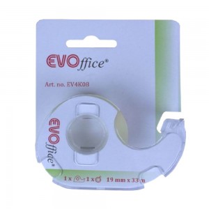 Banda Adeziva EVOffice de 19mm cu Dispenser Plastic Transparent - Echipamente Birotica Banda Adeziva EVOffice de 19mm cu Dispenser Plastic Transparent - Echipamente Birotica