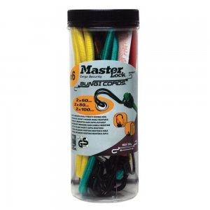 Set 6 Corzi Elastice Master Lock, Corzi Elastice de Tractare, Cabluri Elastice cu Carlig pentru Tractari, Corzi Flexibile de Prindere si Fixare, Cablu Elastic cu Carlig, Chinga Ancorare, Cabluri si Corzi Elastice pentru Camping, Set Corzi Elastice