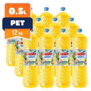 Bax 12 Sticle Suc de Ananas Giusto Natura, 0.5 L, PET, Suc Natural, Suc Necarbogazos, Suc Fructe,  Suc Natural de Ananas, Sucuri Naturale de Ananas, Sucuri Giusto, Suc 500 ml, Sucuri 500 ml, Bax de Suc 500 ml, Suc fara Acid, Sucuri fara Acid