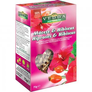 Ceai de Macese cu Hibiscus Vedda, 75g, Ceai, Ceai Macese cu Hibiscus, Ceai de Macese cu Hibiscus, Ceai Vedda, Ceai Infuzie, Ceai Gustos, Ceai Sanatos, Ceai Fructe Infuzie, Ceai Natural Plante 