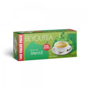 Cutie 100 Plicuri Ceai cu Menta BEYOUTEA, Ceai cu Menta, Pliculete de Ceai, Pliculete Ceai Frunze de Menta, Ceai Menta BEYOUTEA, Cutie Ceai Menta, Plicuri Ceai Menta, Ceai de Plante, Ceai din Menta, Ceai de Menta, Plicuri Ceai de Menta