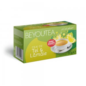 Cutie 20 Plicuri Ceai de Tei cu Lamaie BEYOUTEA, Ceai cu Tei, Pliculete de Ceai, Pliculete Ceai de Lamaie si Tei, Ceai Tei si Lamaie BEYOUTEA, Cutie Ceai de Lamaie, Plicuri Ceai Lamaie cu Tei, Ceai de Plante, Ceai Natural, Infuzie de Tei cu Lamaie