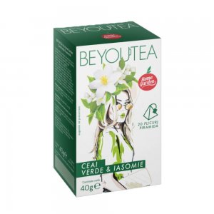 Cutie 20 Piramide Ceai Verde cu Iasomie BEYOUTEA, Ceai de Plante, Piramide de Ceai, Ceai Detoxifiant, Ceai de Iasomie BEYOUTEA, Piramide Ceai Verde cu Iasomie, Ceai Verde si Iasomie, Ceaiuri de Plante, Infuzie de Ceai Verde si Iasomie