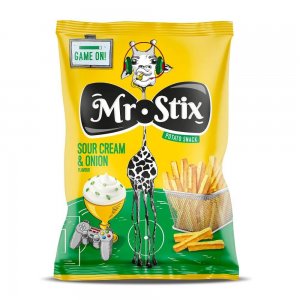 Snacksuri Mr. Stix Sour Cream&Onion Flavour, 50 g, Aroma de Smantana si Ceapa, Snacksuri, Mr. Stix Sour Cream&Onion Flavour Snacksuri, Snacksuri cu Aroma de Smantana si Ceapa, Chipsuri si Snacksuri Mr. Stix Sour Cream&Onion Flavour
