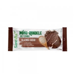Mini Rondele din Orez cu Glazura de Cacao Sano Vita, 24g, Rondele Dulci, Rondele Orez, Rondele Orez Sano Vita, Rondele Mini Orez, Rondele Mini din Orez, Rondele Orez cu Glazura de Cacao, Mini Rondele Orez cu Cacao