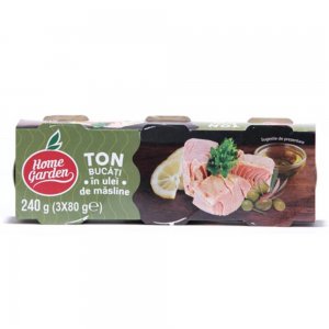 Ton Bucati in Ulei de Masline, Home Garden, 3 Buc/Set, 80 g, Conserva de Peste, Conserva de Ton in Ulei Home Garden, Home Garden Ton Bucati, Bucati de Ton in Conserva Home Garden Ton Bucati in Ulei de Masline, Home Garden, 3 Buc/Set, 80 g, Conserva de Peste, Conserva de Ton in Ulei Home Garden, Home Garden Ton Bucati, Bucati de Ton in Conserva Home Garden