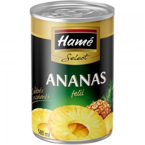 Compot de Ananas Hame Select, Felii, 565 g, Compot de Ananas Felii Hame Select, Ananas Felii Compot, Compot Ananas Hame, Compot Ananas Felii, Compoturi Hame, Compoturi de Ananas, Conserva de Ananas Hame Select