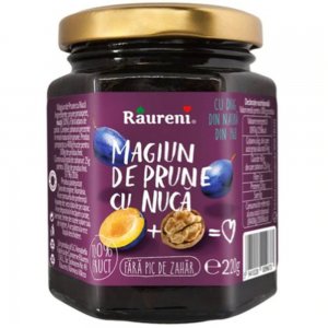 Magiun de Prune si Nuca Raureni, 220 g, Raureni Magiun de Prune si Nuci, Borcan cu Magiun de Prune si Nuca, Magiun de Prune si Nuci la Borcan, Magiun de Prune fara Zahar Raureni, Magiunuri de Prune fara Zahar