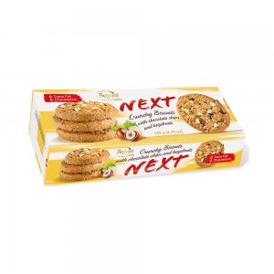 Biscuiti Crocanti cu Ciocolata si Alune Bogutti Next, 135 g