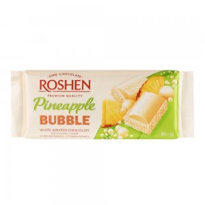 Ciocolata Aerata Alba Roshen, cu Ananas, 80 g, Ciocolata Alba Aerata, Ciocolata Aerata Alba cu Ananas, Ciocolata Aerata Roshen, Ciocolata Aerata Roshen cu Ananas, Roshen