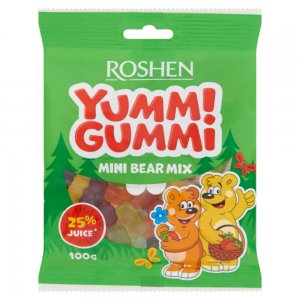 Jeleuri Roshen Yummi Gummi Mini Bear, 100g, Gust de Fructe, Jeleuri, Jeleuri Fructe, Mix de Jeleuri, Jeleuri cu Fructe, Jeleuri din Fructe, Jeleuri Aroma Fructe, Jeleuri Aroma Fructe  Roshen, Bomboane Jeleu, Boamboane Jeleu Roshen
