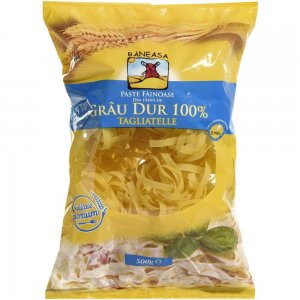 Tagliatelle din Grau Dur Baneasa, 400 g, Paste Fainoase Tagliatelle, Paste Fainoase Baneasa, Paste din Grau Dur, Paste Fainoase de Grau Dur, Punga de Paste Tagliatelle, Paste Tagliatelle la Punga, Taitei Lati din Grau Dur, Paste Tagliatelle