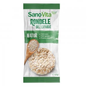 Mini Rondele din Orez Expandat Sano Vita, 56g, Rondele Sarate, Rondele Orez, Rondele Orez Sano Vita, Rondele Mini Orez, Rondele Mini din Orez, Mini Rondele Orez Simple