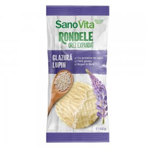 Rondele din Orez cu Glazura de Lupin Sano Vita, 66g, Rondele Dulci, Rondele Orez, Rondele Orez Sano Vita, Rondele Mini Orez, Rondele Mini din Orez, Rondele Orez cu Glazura de Lupin, Mini Rondele Orez cu Lupin