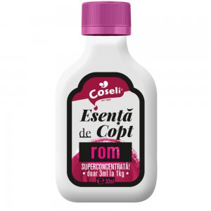 Esenta de Copt cu Rom Coseli, 30 ml, Esente pentru Prajituri, Esenta de Rom pentru Prajituri, Coseli Esente de Rom, Esenta de Rom pentru Copt, Esente Sticlute Coseli, Esenta cu Aroma de Rom pentru Copt, Esenta de  Rom pentru Deserturi