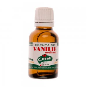 Esenta de Vanilie cu Nota de Unt Coseli, 25 ml, Esente pentru Prajituri, Esenta de Vanilie pentru Prajituri, Coseli Esente de Vanilie cu Nota de Unt, Esenta Vanilie pentru Deserturi, Esenta cu Aroma de Vanilie, Sticluta cu Esenta de Vanilie