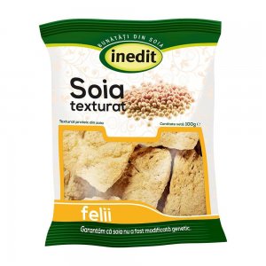 Felii de Soia Inedit, 100 g, Inedit Felii Soia, Soia Inedit, Inedit Soia Felii, Soia Texturat Felii, Produse de Post, Felii Soia pentru Snitele, Bucati de Soia pentru Snitele