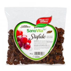 Stafide Sano Vita, 150g, Gustari Sanatoase, Stafide Brune Sano Vita, Punga de Stafide Brune, Stafide Calitative Sano Vita, Stafide pentru Preparate Culinare