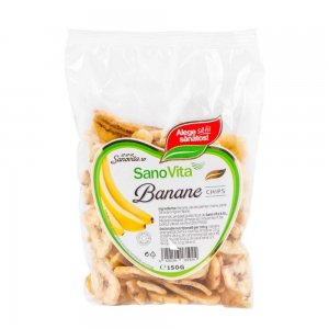 Banane Uscate Chips Sano Vita, 150 g, Chips de Banane Uscate, Chips Banane Uscate, Chipsuri Banane, Banane Deshidratate, Banane Deshidratate, Fructe Deschidratate, Chips Fructe Deshidratate, Banana Uscata, Felii de Banane Deshidratate