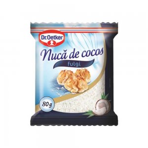 Fulgi de Nuca de Cocos DR. OETKER, 80 g, Fulgi de Cocos, Fulgi de Cocos pentru Prajituri, Fulgi de Cocos pentru Deserturi, Fulgi din Nuca de Cocos pentru Dulciuri, Fulgi de Cocos pentru Desert, Fulgi de Cocos pentru Decor