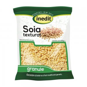 Granule de Soia Inedit, 100 g, Inedit Granule Soia, Soia Inedit, Soia, Granule de Soia pentru Ardei Umpluti, Soia Texturat, Bucati de Soia Deshidratate, Cuburi de Soia Deshidratate, Soia Granule Inedit pentru Chiftele si Ardei Umpluti de Post