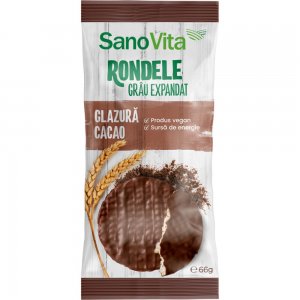 Rondele Simple din Grau cu Glazura de Ciocolata Sano Vita, 56g, Rondele Dulci, Rondele Grau, Rondele Grau Sano Vita, Rondele Simple de Grau, Rondele Simple din Grau, Rondele Grau Dulci, Rondele Grau cu Glazura