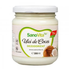 Ulei de Cocos Dezodorizat Sano Vita, 200ml, Ulei de Cocos pentru Gatit, Ulei de Cocos pentru Piele, Ulei de Cocos pentru Par, Ulei de Cocos pentru Unghii, Borcan de Ulei de Cocos, Ulei Cocos in Borcane Ulei de Cocos Dezodorizat Sano Vita, 200ml, Ulei de Cocos pentru Gatit, Ulei de Cocos pentru Piele, Ulei de Cocos pentru Par, Ulei de Cocos pentru Unghii, Borcan de Ulei de Cocos, Ulei Cocos in Borcane