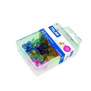 Pioneze Milan pentru Panou Pluta, 30 Buc/Cutie, 10 Cutii/Set, Diferite Culori Transparente, Pioneza Cap Plastic Transparet, Piuneza Colorata Transparenta, Piuneze Panouri Pluta, Pioneze pentru Afisiere, Pioneza pentru Afisier, Pioneze Panou Textil