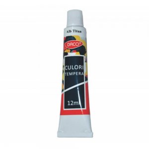 Tempera Daco, Alb, Tub, 12 ml, Culoare Tempera, Culori Tempera, Tempera Tub, Vopsea Tempera, Vopsele Tempera, Tempera Pictura, Tempera pentru Pictura, Culoare Tempera Alba, Tempera Desen, Tempera pentru Desen, Acuarele Tempera