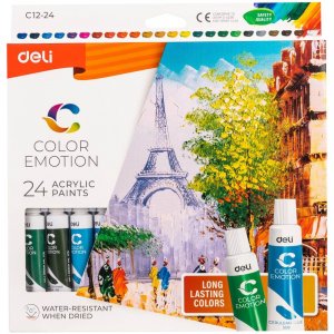 Set 24 Culori Acrilice Deli Color Emotion, 12 Ml, Vopsea Acrilica, Acuarele Pictura, Acuarele La Tub, Acuarela Acrilica, Culori Acrilice, Tub Culori Acrilice, Vopsele Acrilice, Culori Acrilice Pictura, Tub Acrilice, Culori Acrilice 24 Culori